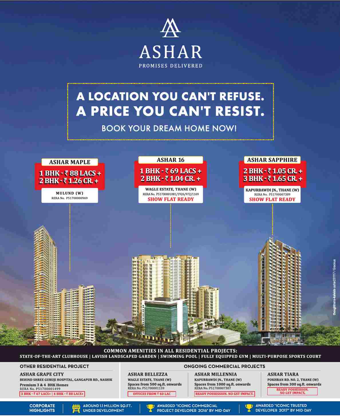 Invest in Ashar Properties in location you can't refuse & price you can't resist in Mumbai Update